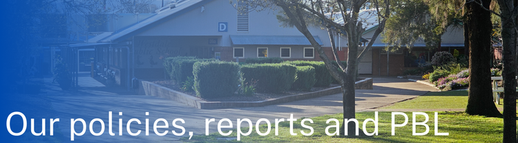Banner image of Westdle Public School titled Our policies reports and PBL