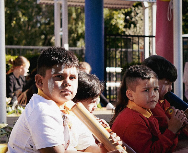 Image of Westdale Public School Students playing didgeridoo